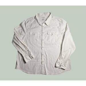 Tecovas Mens Pearl Snap Western Shirt XXL White Cream Long Sleeve Cotton-2478